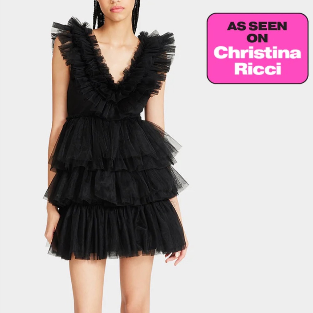 Betsey Johnson Show Off Tiered Ruffle Tulle Mini Dress XS